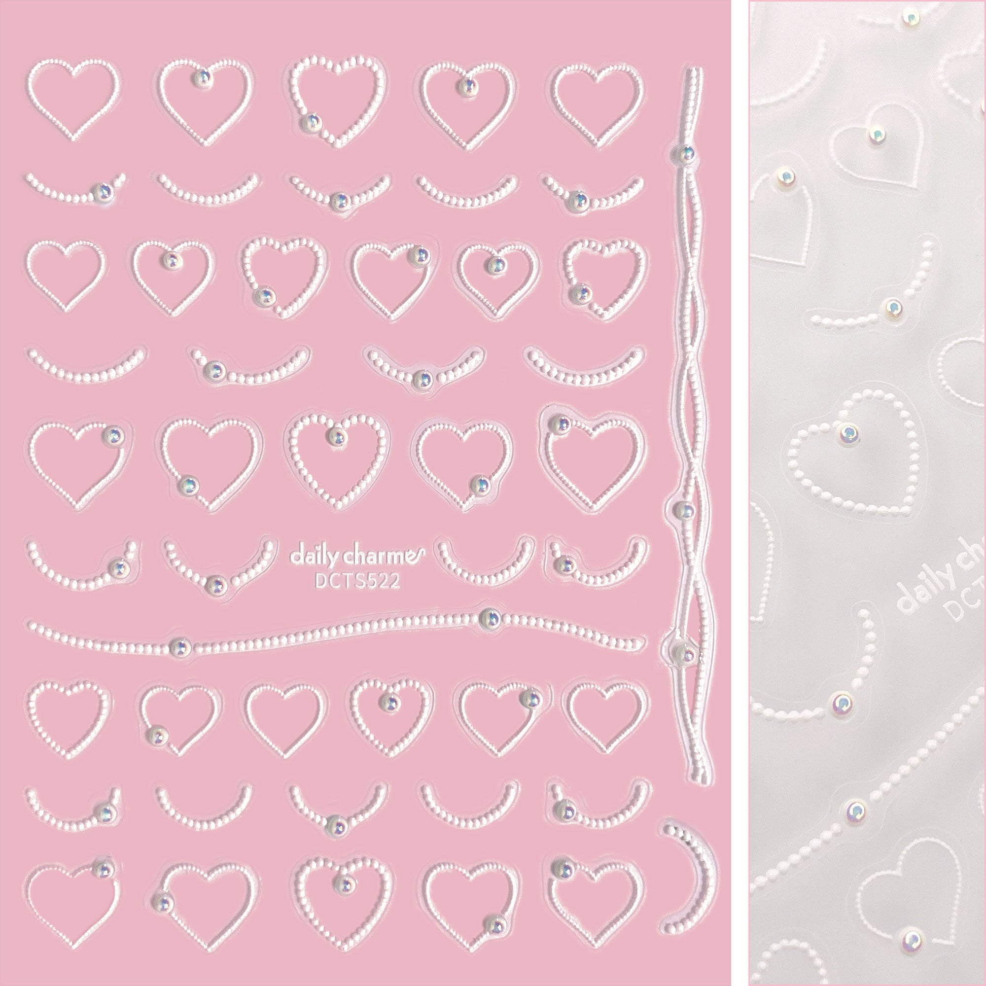 Bejeweled Nail Art Sticker / Pearly Dotted Hearts Bejeweled Nail Art Sticker / Pearly Dotted Hearts Coquette Nail Design Cute Valentine