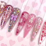 Bejeweled Nail Art Sticker / Pearly Dotted Hearts Coquette Nail Design Cute Valentine's Day