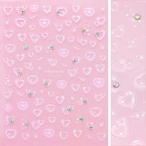 Valentine Bejeweled Nail Art Sticker / Love Bubbles Airbrush White