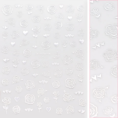 Valentine Nail Art Sticker / Lovestruck Roses / Silver Decals Spring
