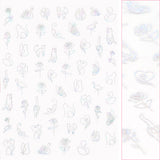 Chic Nail Art Sticker / Kitty Line Art / Holographic Silver Cat Design Abstract