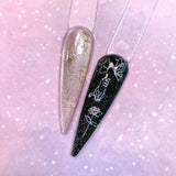 Chic Nail Art Sticker / Kitty Line Art / Holographic Silver Cat Design Abstract
