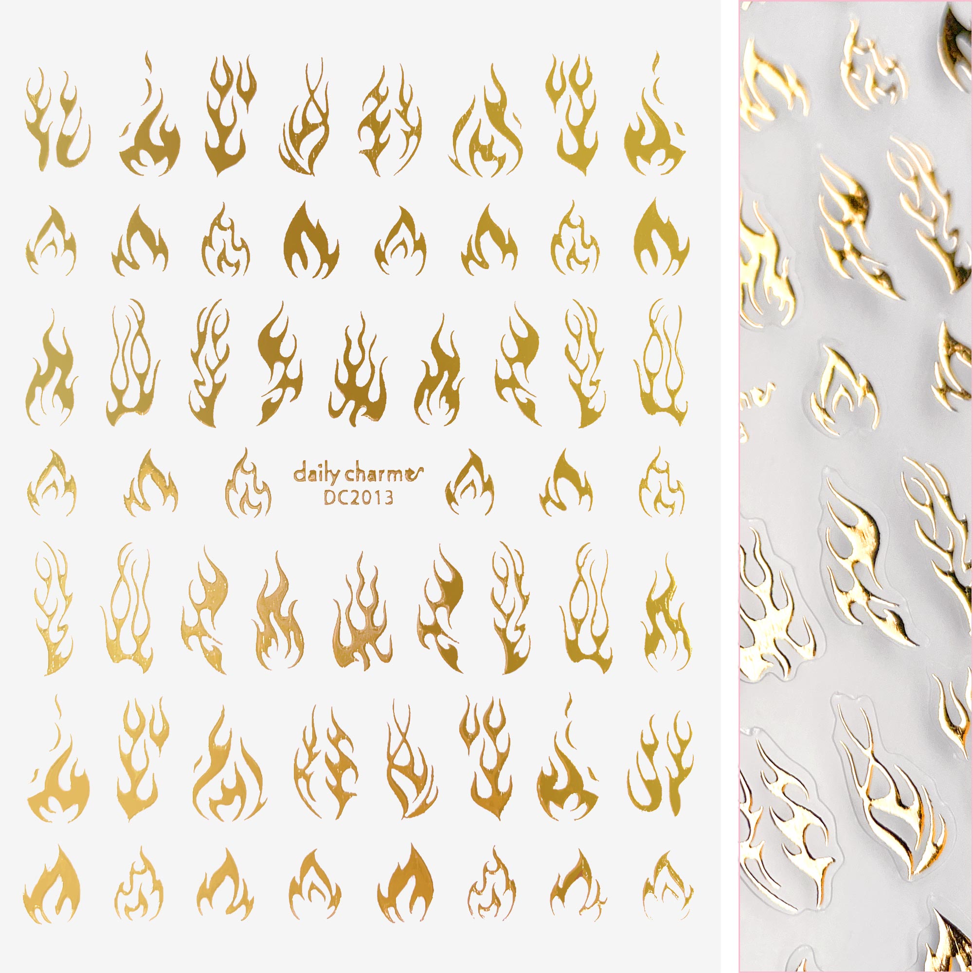 Chic Nail Art Sticker / Flames / Metallic Gold Chic Nail Art Sticker / Flames / Metallic Gold Hot Nail Trend Abstract Tattoo