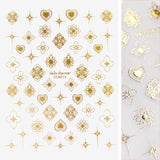 Chic Nail Art Sticker / Henna Motif / Metallic Gold Heart Flower Star Sparkles Gold Foil Trend