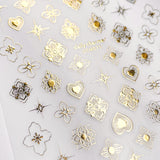 Chic Nail Art Sticker / Henna Motif / Metallic Gold Heart Flower Star Sparkles Gold Foil Trend