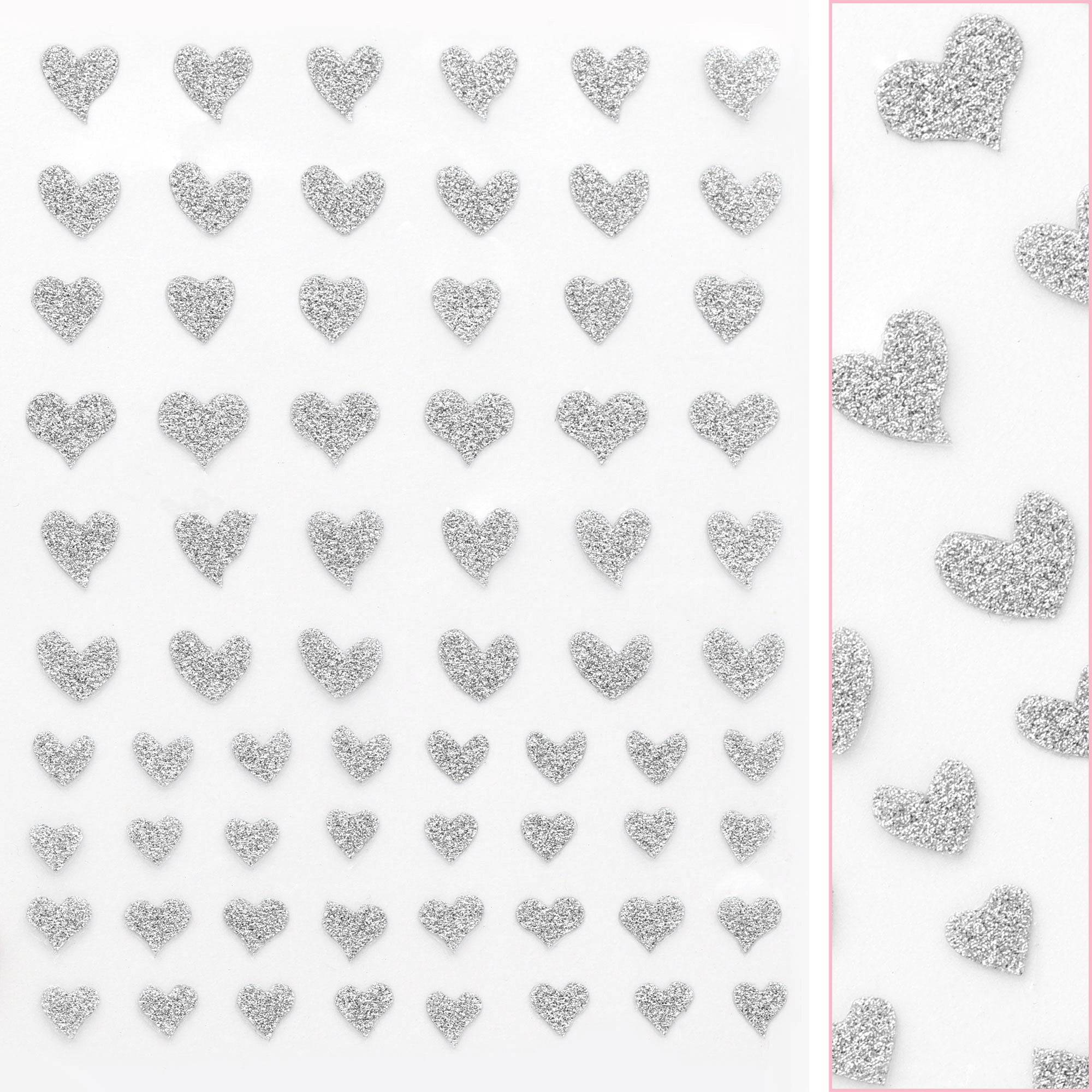 Twinkle Flash Glitter Nail Art Sticker / Hearts / Silver Twinkle Flash Glitter Nail Art Sticker / Hearts / Silver