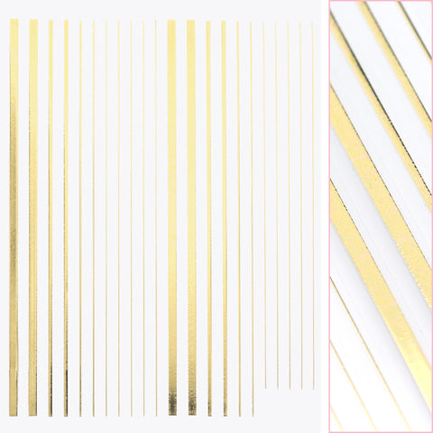 Thin Lines Nail Art Sticker / Gold Nail Decal Quality Metallic Design
