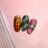 Thin Lines Nail Art Sticker / Gold Nail Decal Quality Metallic Design Plaid Nails