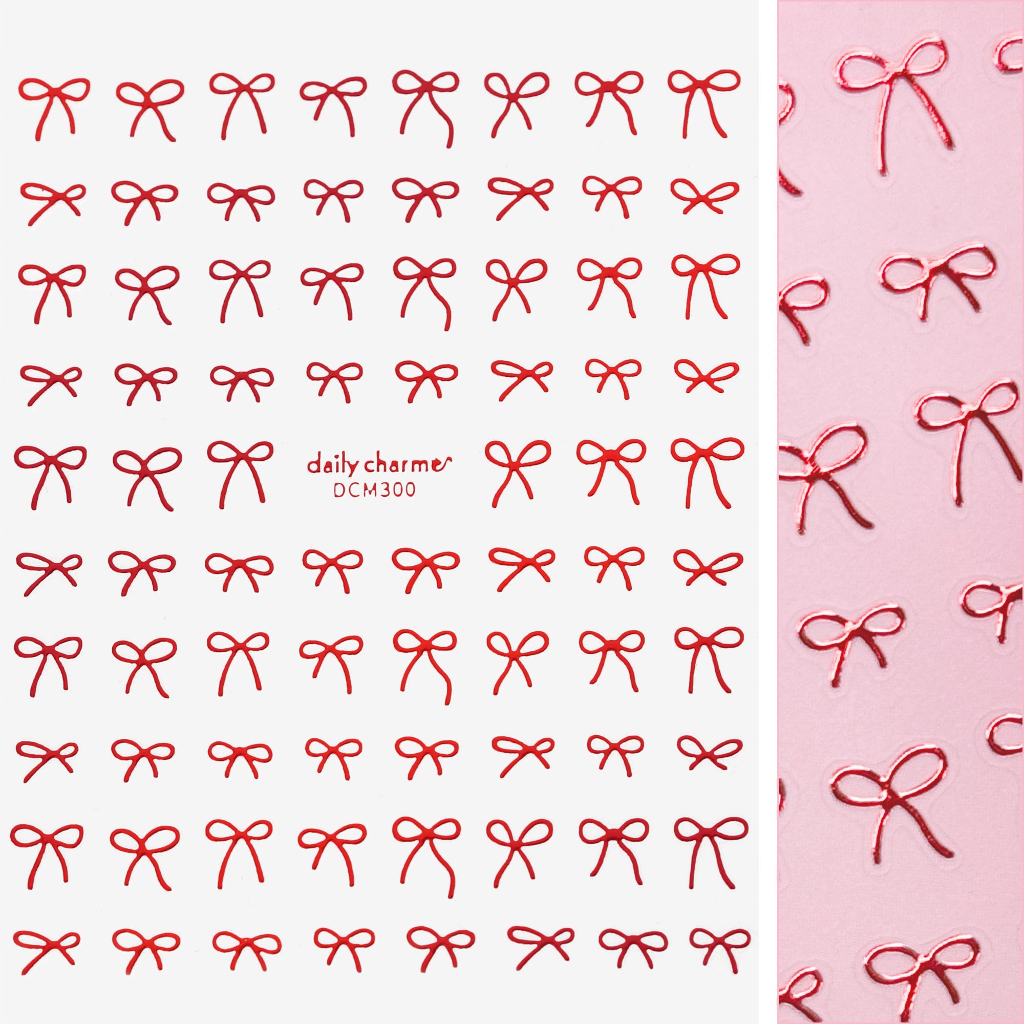 Kawaii Nail Art Sticker / Coquette Bows / Metallic Red Kawaii Nail Art Sticker / Coquette Bows / Metallic Red Nail Decal Cute Kawaii