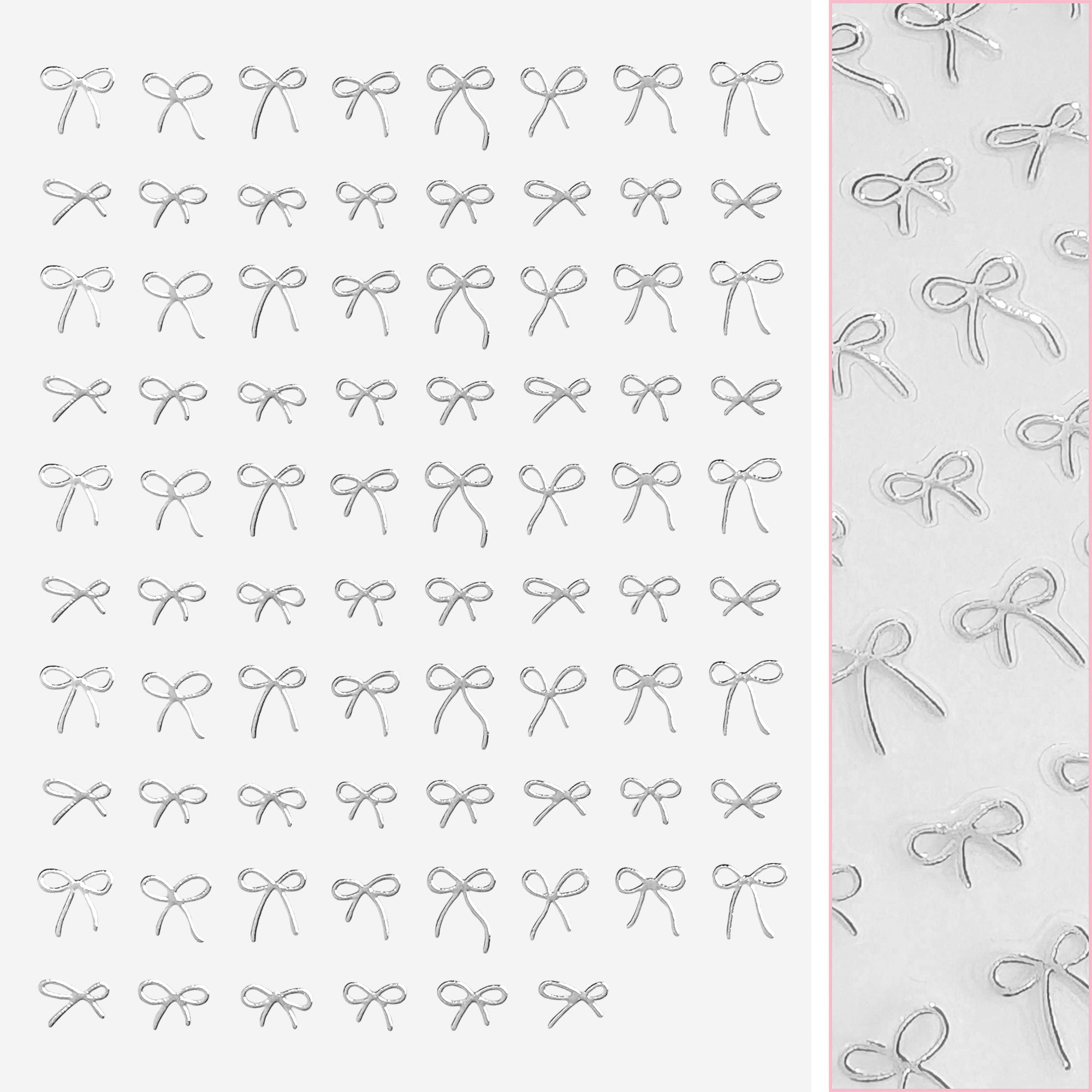 Kawaii Nail Art Sticker / Coquette Bows / Silver Ribbon Balletcore Valetine