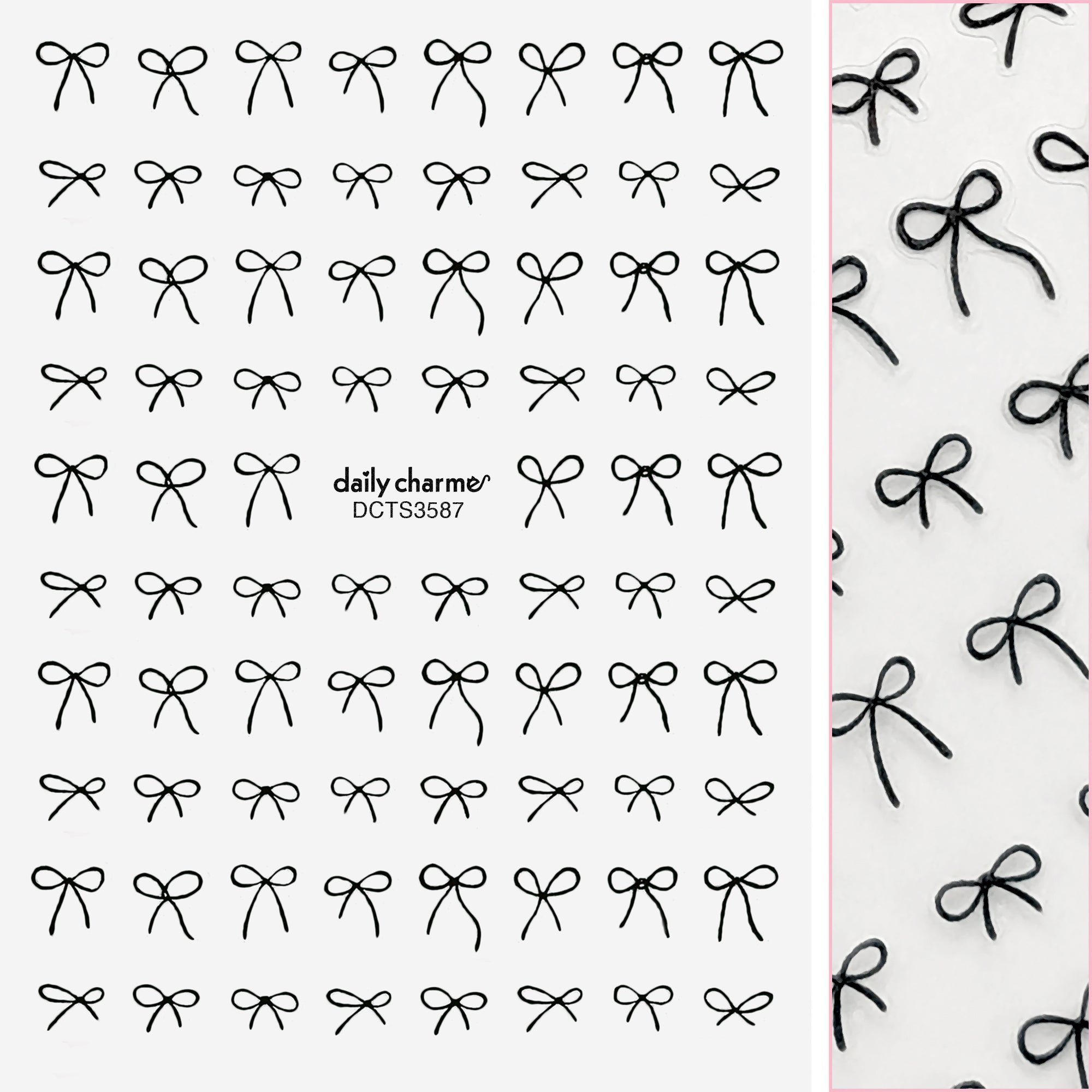 Kawaii Nail Art Sticker / Coquette Bows / Black Kawaii Nail Art Sticker / Coquette Bows / Black Ribbon Balletcore Valentine
