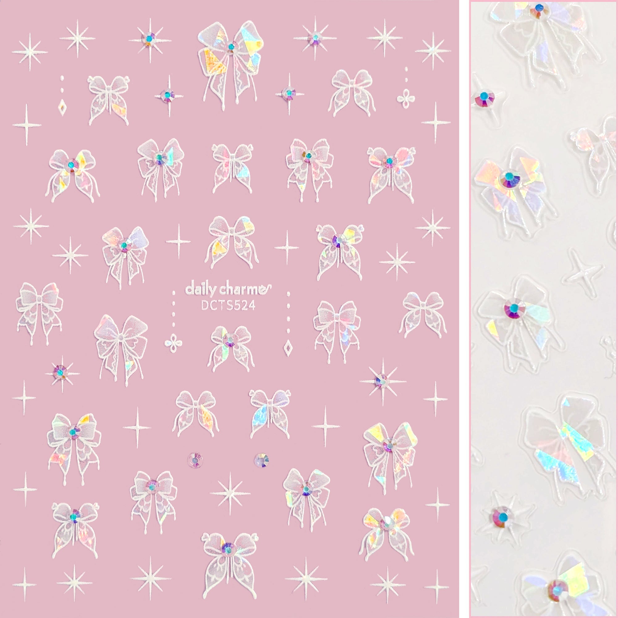 Bejeweled Nail Art Sticker / Dreamy Ribbon Bows Bejeweled Nail Art Sticker / Dreamy Ribbon Bows Crystal Coquette Nails