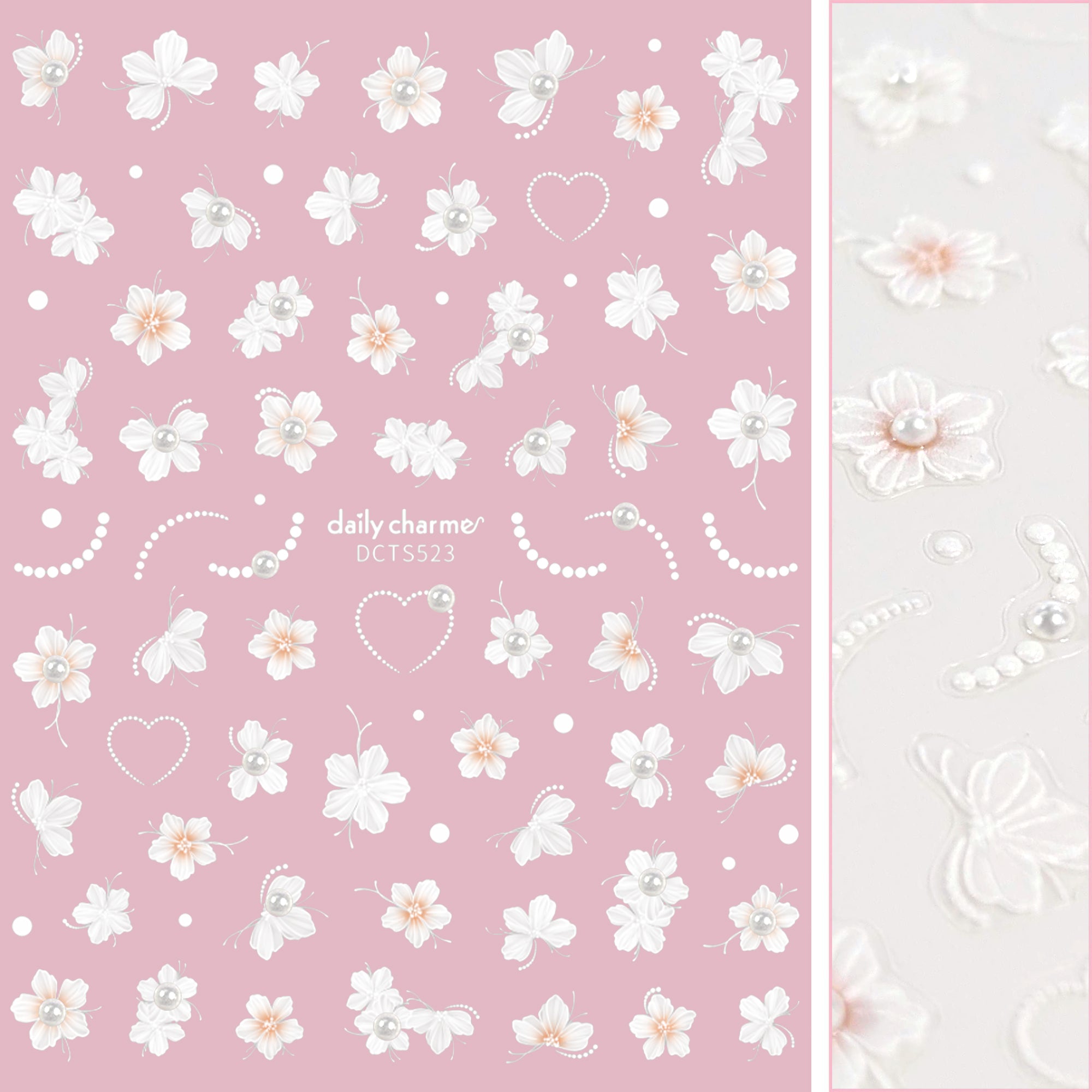 Bejeweled Nail Art Sticker / Pearly Hibiscus Bejeweled Nail Art Sticker / Pearly Hibiscus Spring Summer Flower Nails