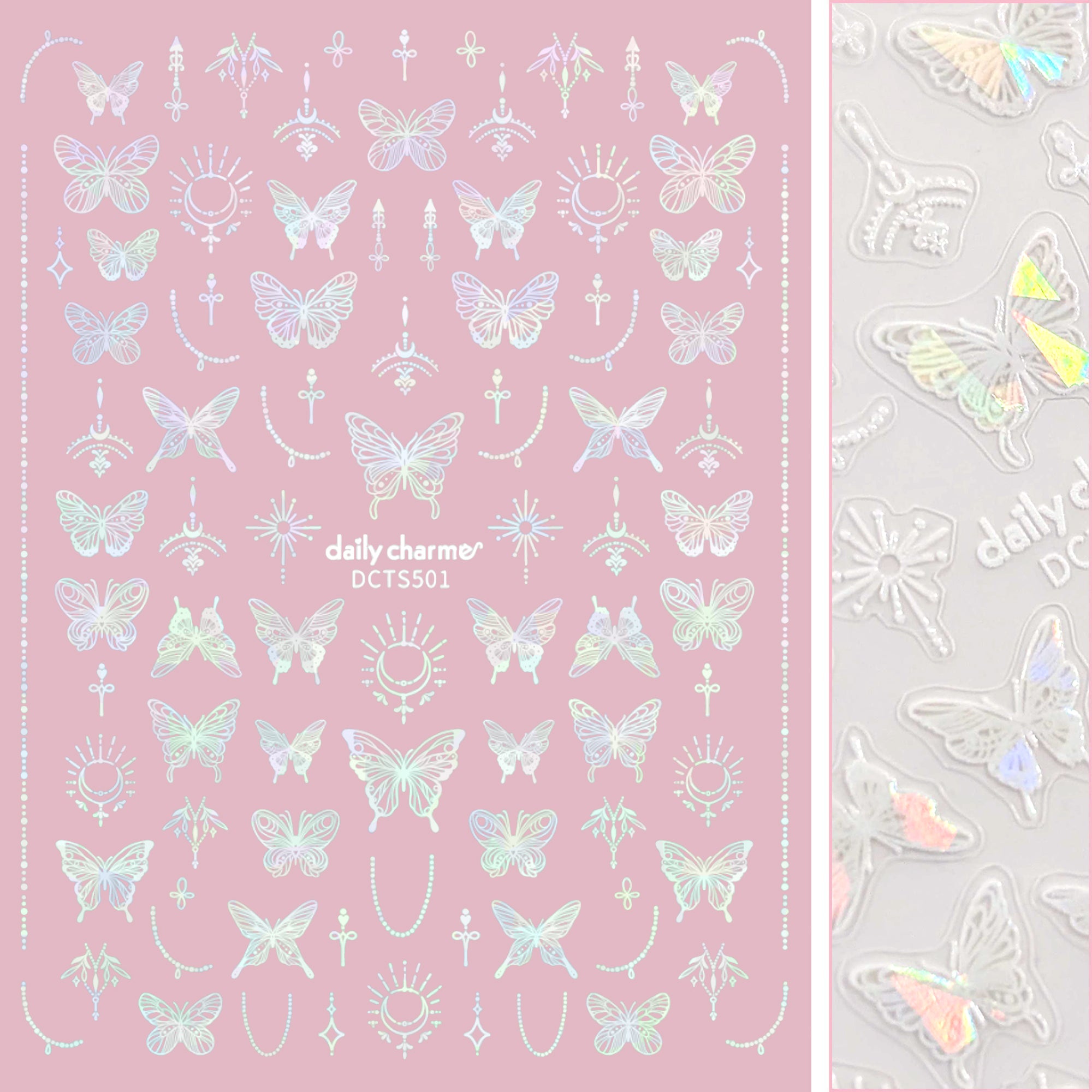 Holographic Butterfly Nail Art Sticker / Whimsical Wings / White Holographic Butterfly Nail Art Sticker / Whimsical Wings / White