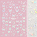 Holographic Butterfly Nail Art Sticker / Whimsical Wings / White