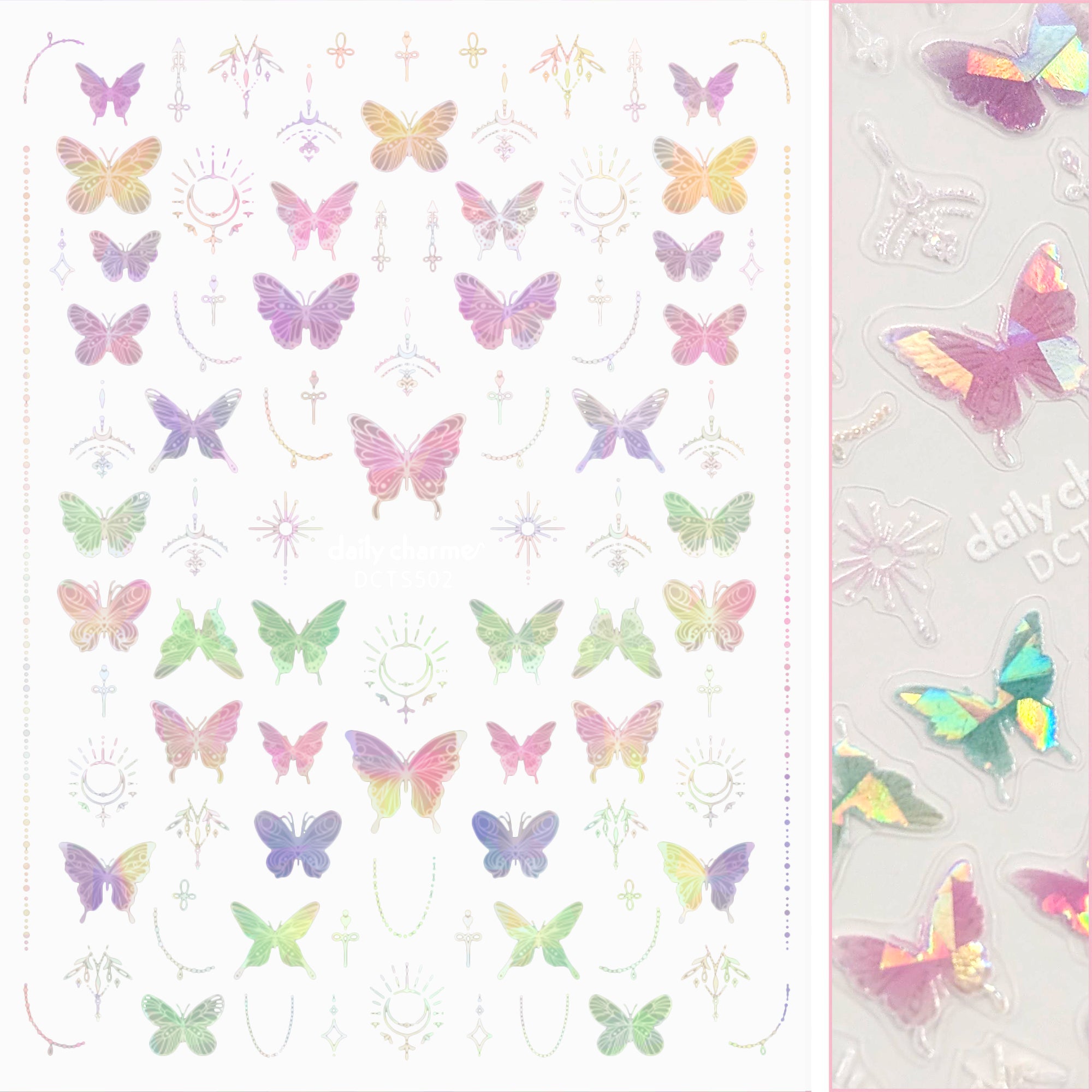 Holographic Butterfly Nail Art Sticker / Whimsical Wings / Pastel Holographic Butterfly Nail Art Sticker / Whimsical Wings / Pastel