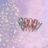 Bejeweled Nail Art Sticker / Starry Unicorn AB Rainbow Crystal 3D Star Sparkle Moon