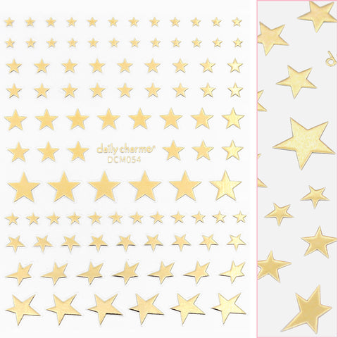 Chic Nail Art Sticker / Dazzling Stars / Metallic Gold Decal Chrome