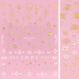 3D Embossed Nail Art Sticker/ Celestial Element Gold Foil Stars Dots Moon Bohemian Design