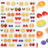 Premium 3D Embossed Nail Art Sticker / Fruit Stand Strawberry Orange Blueberry Designs