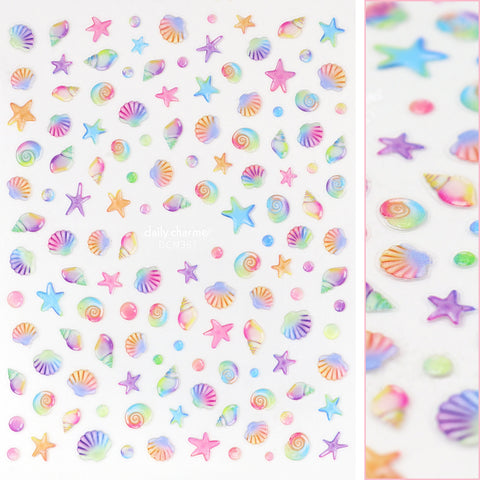 3D Embossed Nail Art Sticker / Under The Sea Summer Nail Mermaidcore Design Trend