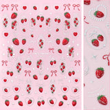 3D Embossed Nail Art Sticker / Strawberry Glitz Silver Chrome Cute Design GenZ Summer