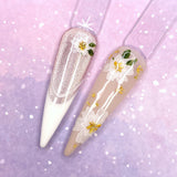 Floral Nail Art Sticker / White Peonies Flower Wedding