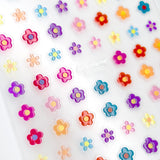 3D Embossed Nail Art Sticker  / Rainbow Jelly Flowers Daisy Summer Trend Pink Red Blue Yellow