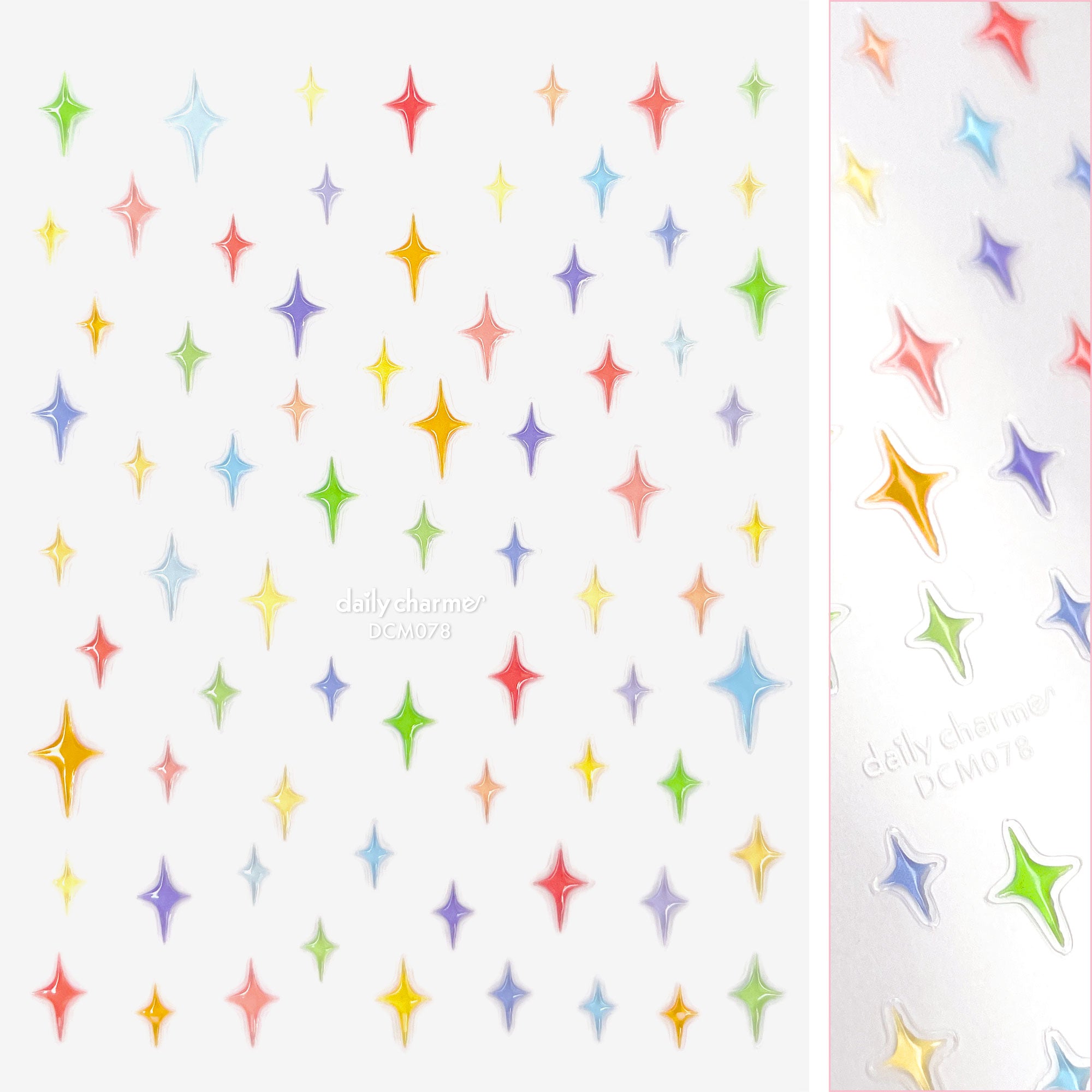 3D Embossed Nail Art Sticker / Pastel Rainbow Jelly Sparkles 3D Embossed Nail Art Sticker / Pastel Rainbow Jelly Sparkles Trendy Cute Design