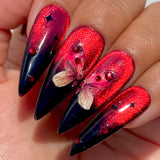 3D Embossed Nail Art Sticker / Crimson Butterfly Red Black Embossed Quality Decals Fall Winter Goth