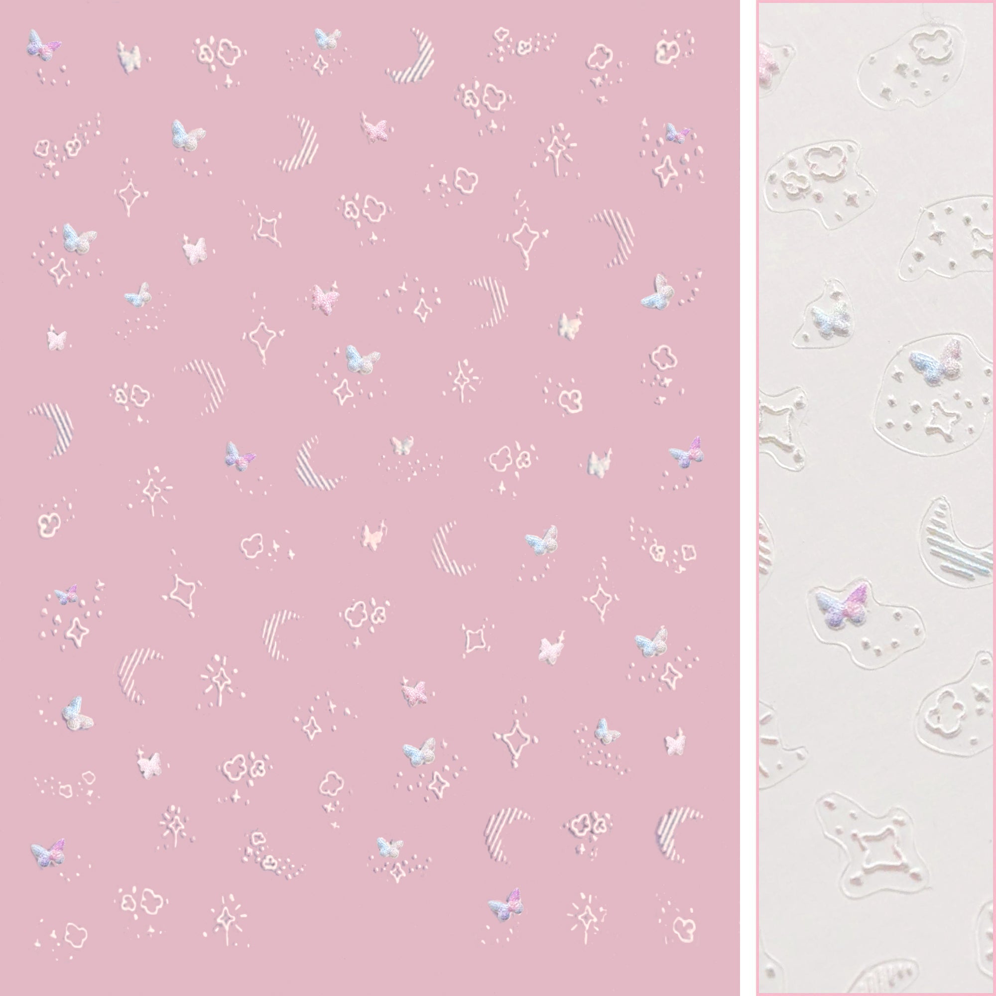 3D Embossed Nail Art Sticker / Starlight Flutter 3D Embossed Nail Art Sticker / Starlight Flutter Tiny Butterflies Stars
