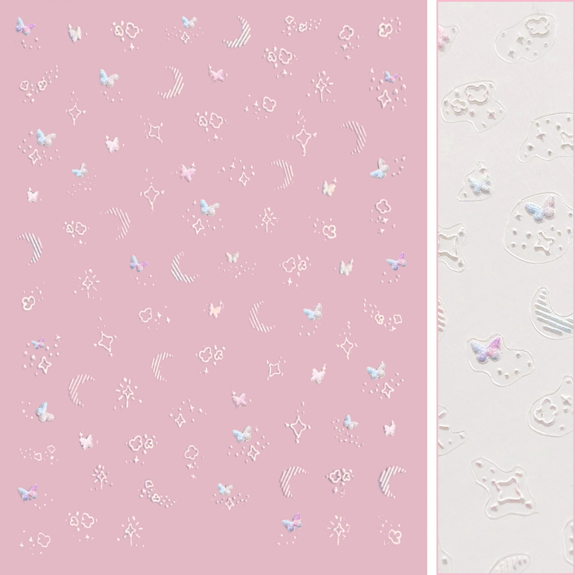 3D Embossed Nail Art Sticker / Starlight Flutter Tiny Butterflies Stars