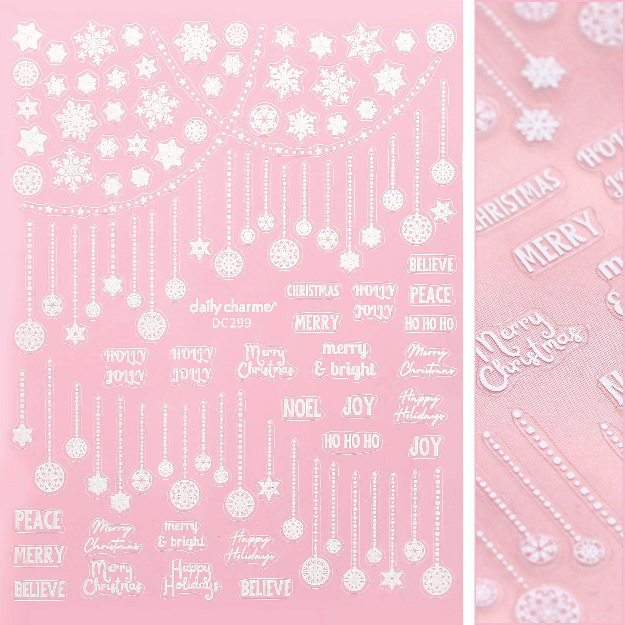 Holiday Festive Nail Art Sticker / Snowy Baubles / White Festive Holiday Nail Art Sticker / Snowy Baubles Decals