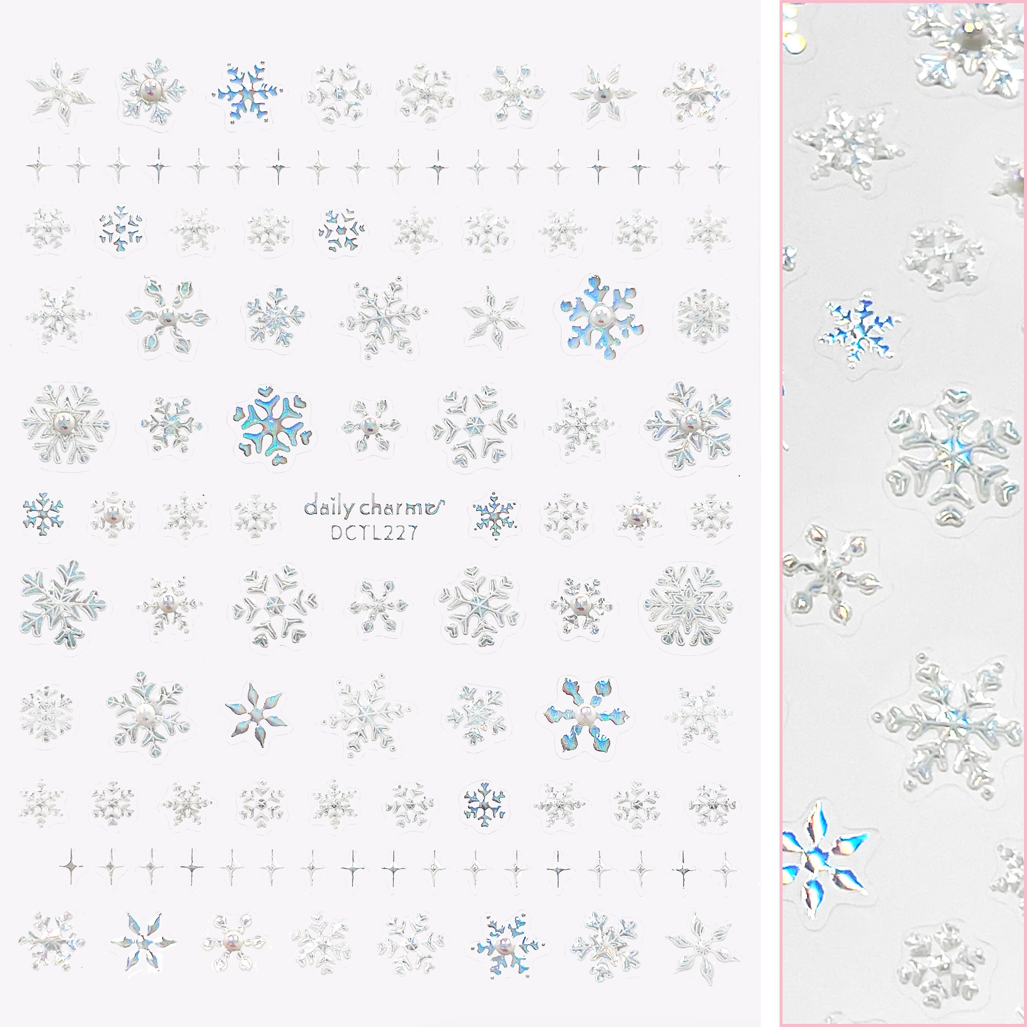 Holiday Bejeweled Nail Art Sticker / Pearly Holo Snowflake Holiday Bejeweled Nail Art Sticker / Pearly Holo Snowflake Pearly Holographic Design Cute Winter