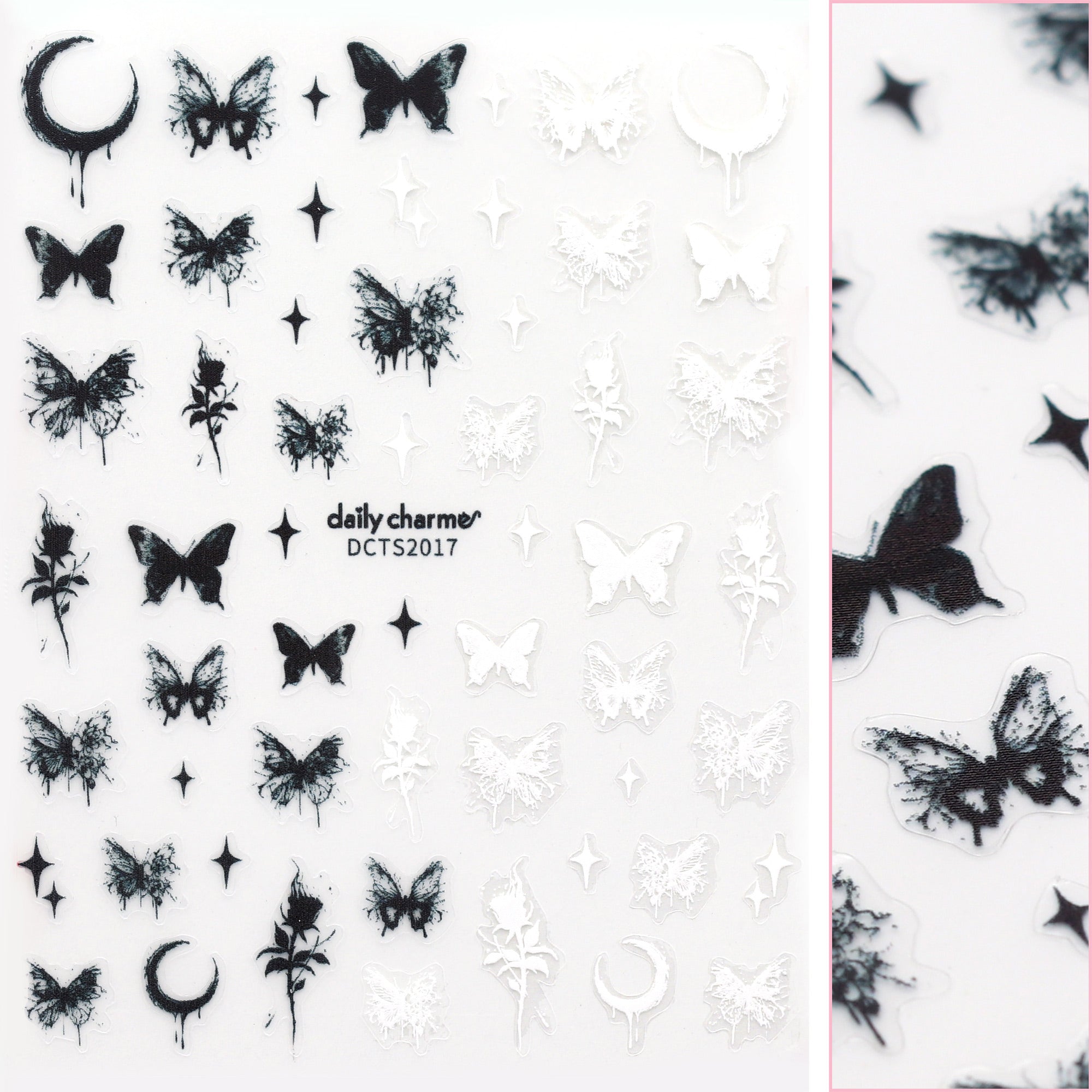 Trendy Butterfly Nail Art Sticker / Smoky Ink Art Trendy Butterfly Nail Art Sticker / Smoky Ink Art Black White Decals