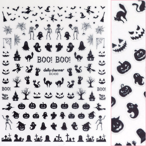 Spooky Halloween Nail Art Sticker / Midnight Mischief Pumpkin Jack O Lantern Web Skeleton Witch Bats