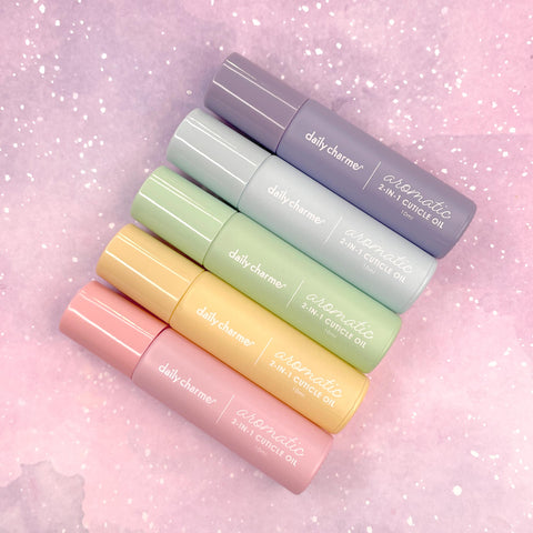 Daily Charme Aromatic 2-in-1 Cuticle Oil Roller / Set Rose Lavender Nourishing Manicure Sage Lemon Jasmine