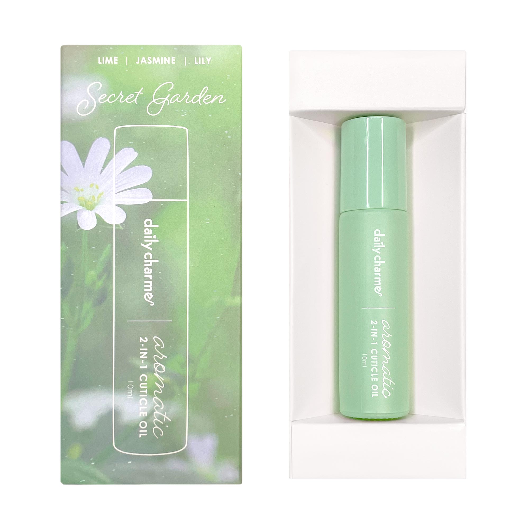 Daily Charme Aromatic 2-in-1 Cuticle Oil Roller / Secret Garden Daily Charme Aromatic 2-in-1 Cuticle Oil Roller / Secret Garden Lime Jasmine Lily Fresh Scented Perfume
