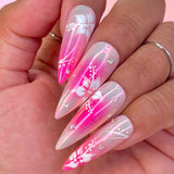 Daily Charme Stardust Chrome Powder / Ruby Red Iridescent Aurora Nails