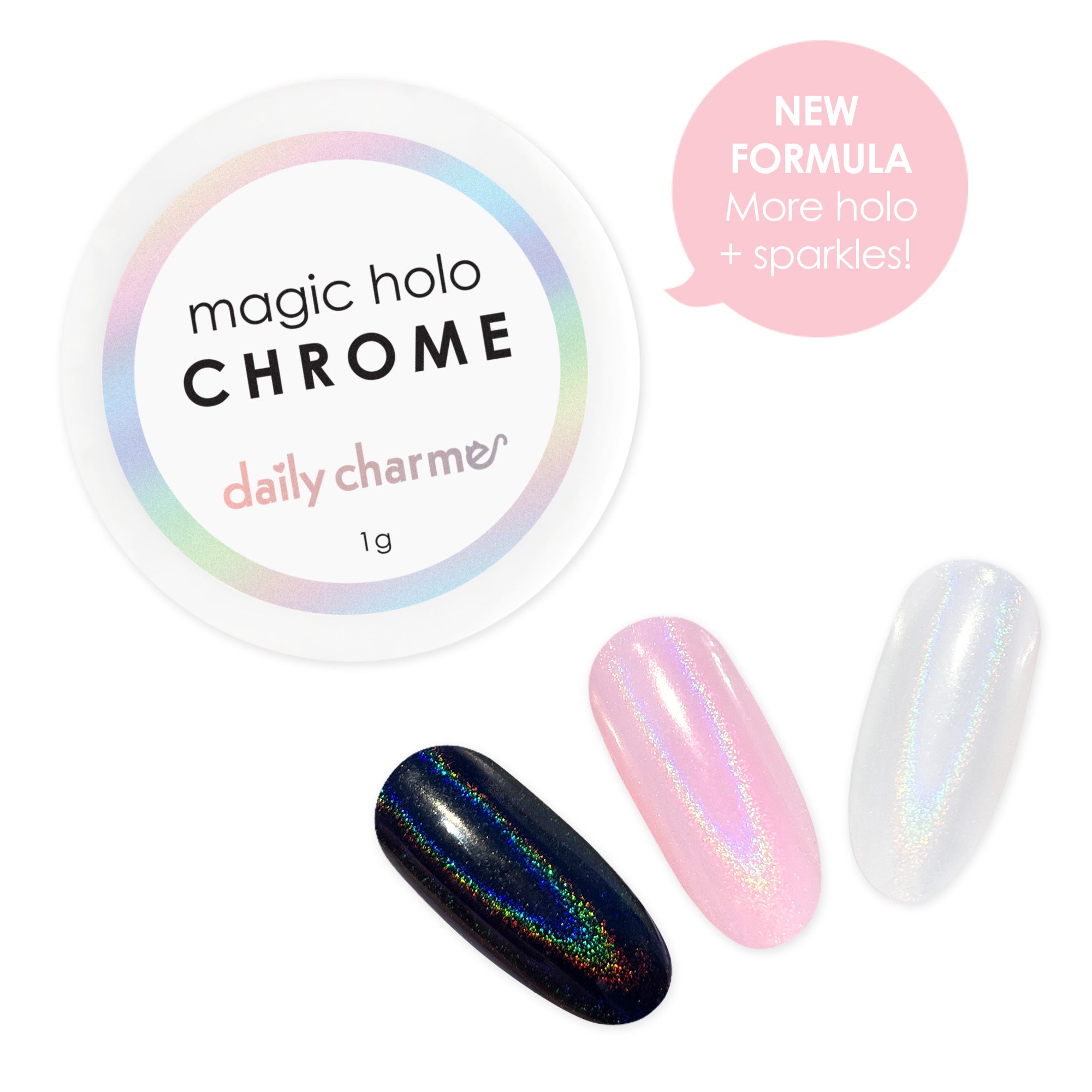 Magic Holo Chrome Powder Magic Holo Chrome Powder Clear Glazed Holographic Nail Art New Hot Trend 2024