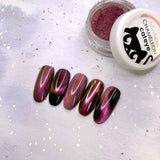 3-in-1 Chameleon Cat Eye Chrome Powder / Amethyst Purple Pink Green Nail Polish Magnetic Effect