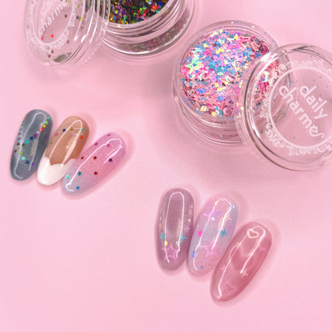Nail Art Y2K GenZ Cute Dream Pop Glitter Mix Iridescent