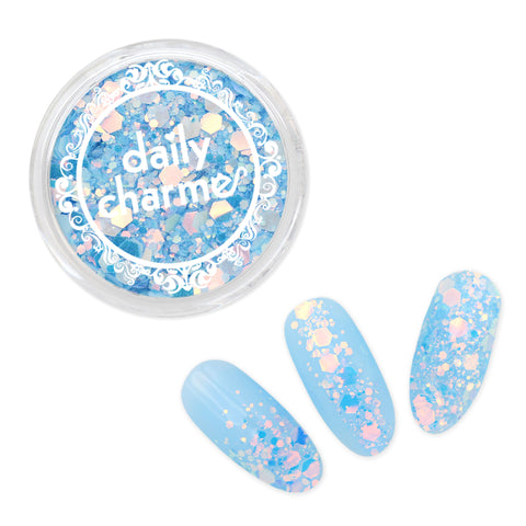 Iridescent Twinkle Hex Glitter Mix / Dewdrop Blue Nail Art Decor Supply
