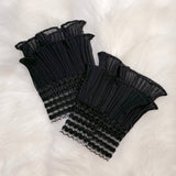 Frilly Ruffle Lace Sleeve Cuffs / Black Gothic Style Fashion Nail Accessory Gloves