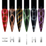 Magical Cat Eye Magnet Set / 4PC Circle X Oval Eye Stripe Lines Velvet Nail Art