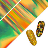 Nail Art Foil Paper / Holographic Gold Trendy Rainbow