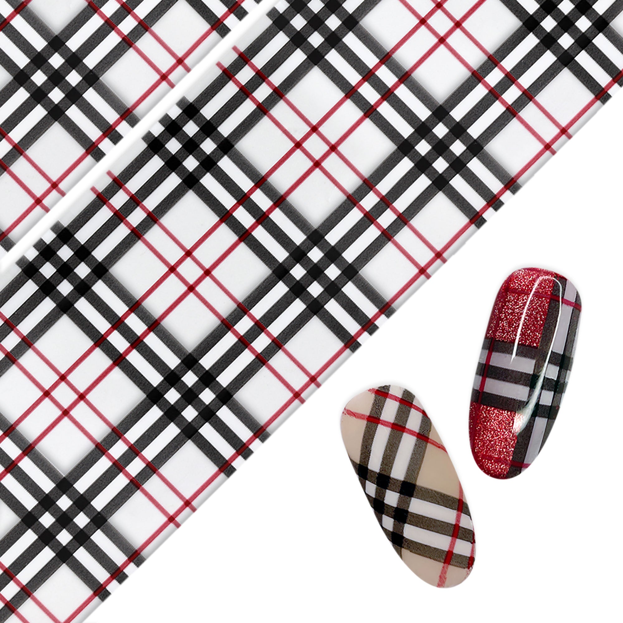 Nail Art Foil Paper / British Check Plaid Tartan Burberry Inspired Nail Trend 2023 Viral