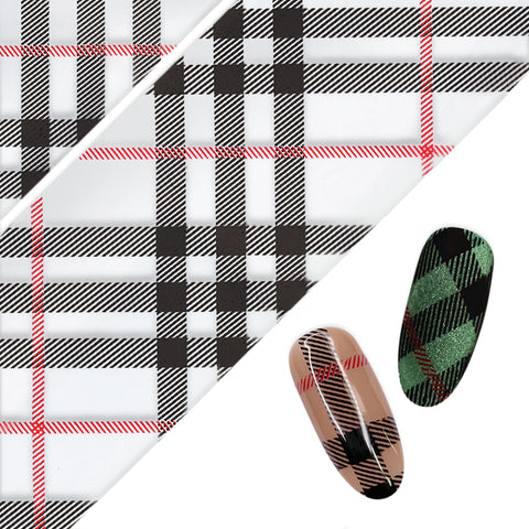 Nail Art Foil Paper / Buffalo Check Plaid Tartan Pattern Fall Nail Design Matte