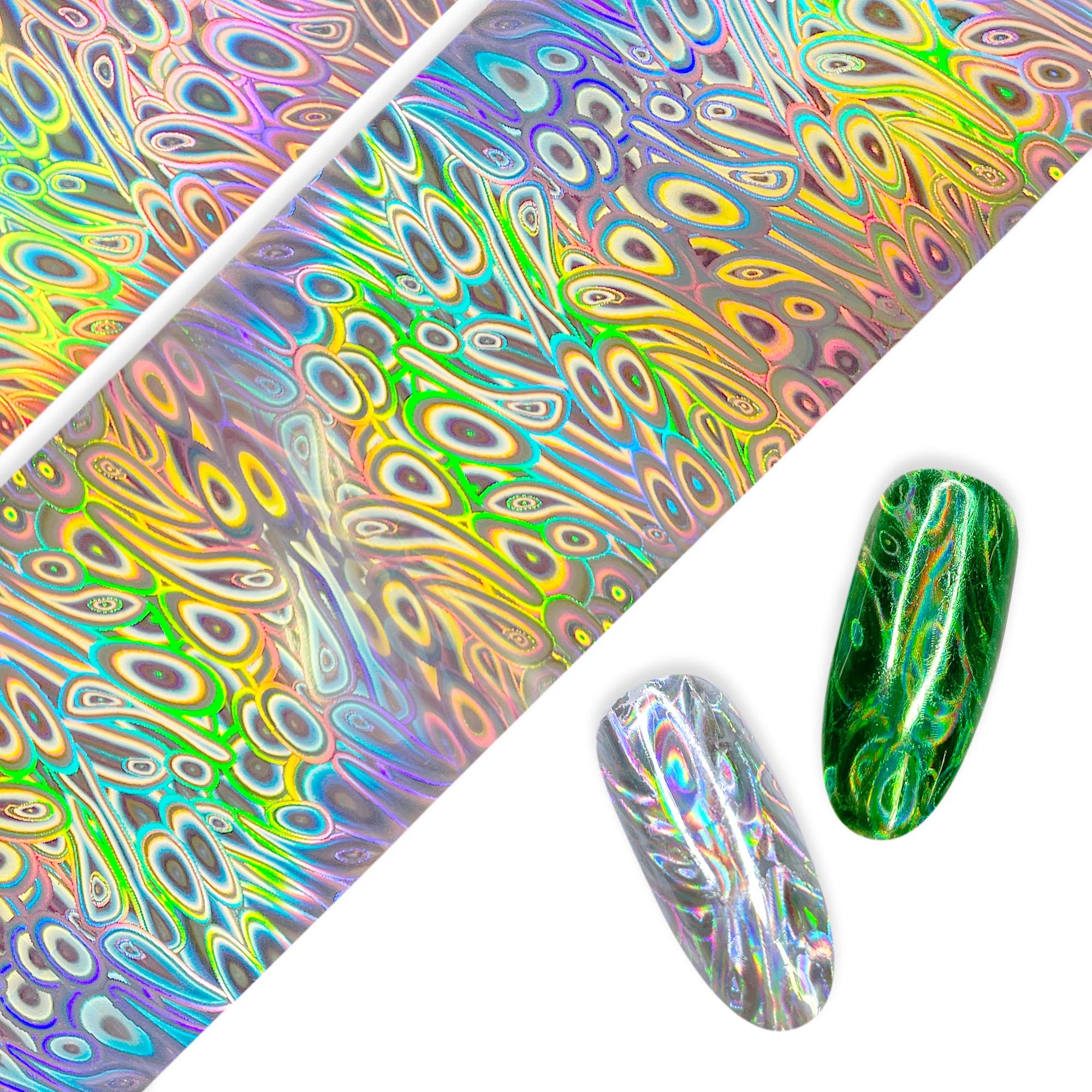 Nail Art Foil Paper / Holo Abstract Swirls Nail Art Foil Paper / Holo Abstract Swirls Silver Holographic 420 Psychedelic Design