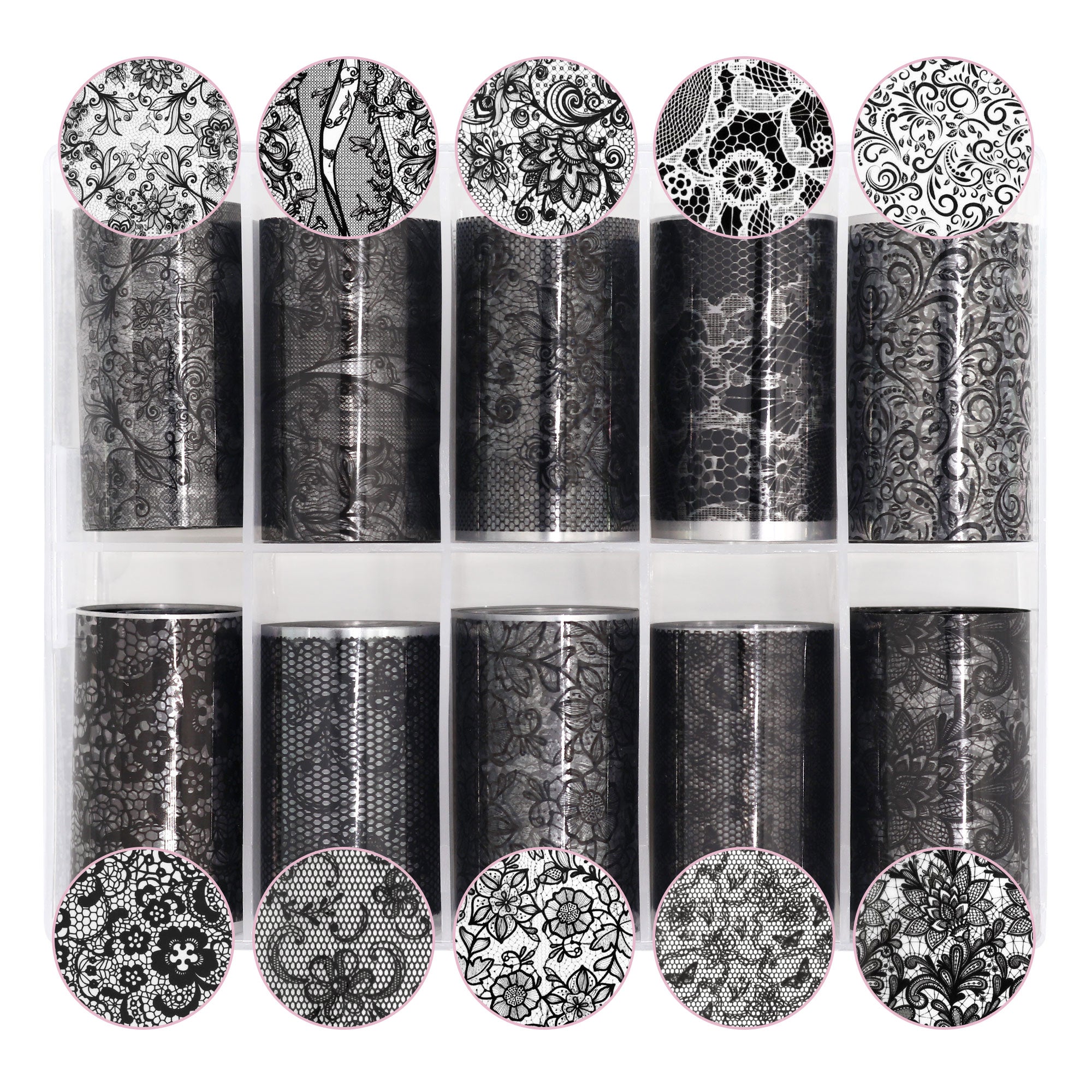 Nail Art Foil Box / Intricate Laces / Black Nail Art Foil Box / Intricate Laces / Black Wedding Goth Trend